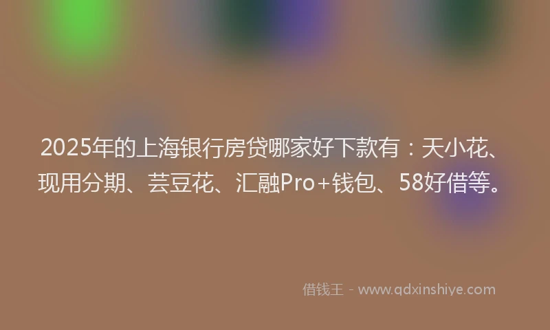 2025年的上海银行房贷哪家好下款有：天小花、现用分期、芸豆花、汇融Pro+钱包、58好借等。
