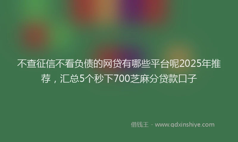 不查征信不看负债的网贷有哪些平台呢2025年推荐，汇总5个秒下700芝麻分贷款口子