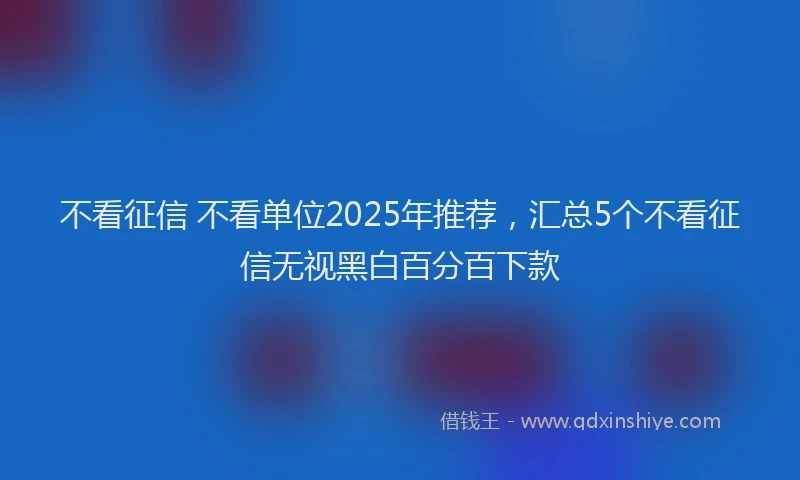 不看征信 不看单位2025年推荐，汇总5个不看征信无视黑白百分百下款