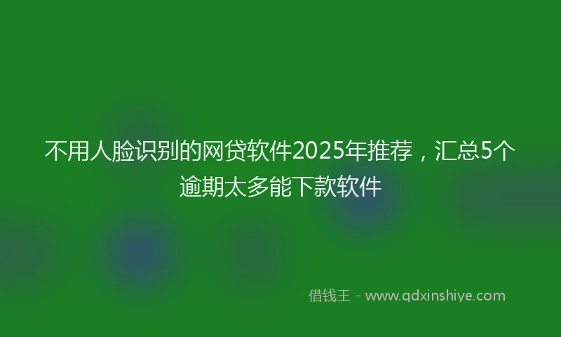 不用人脸识别的网贷软件2025年推荐，汇总5个逾期太多能下款软件