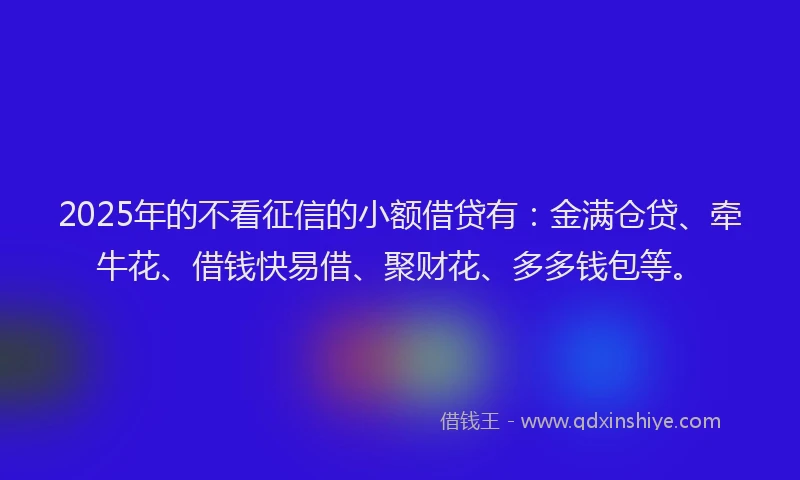 2025年的不看征信的小额借贷有：金满仓贷、牵牛花、借钱快易借、聚财花、多多钱包等。