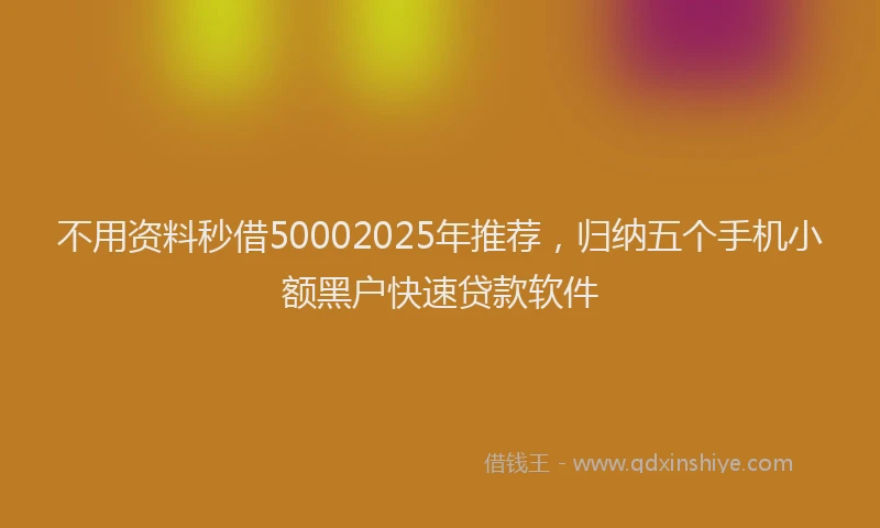 不用资料秒借50002025年推荐，归纳五个手机小额黑户快速贷款软件