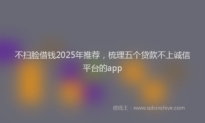 不扫脸借钱2025年推荐，梳理五个贷款不上诚信平台的app