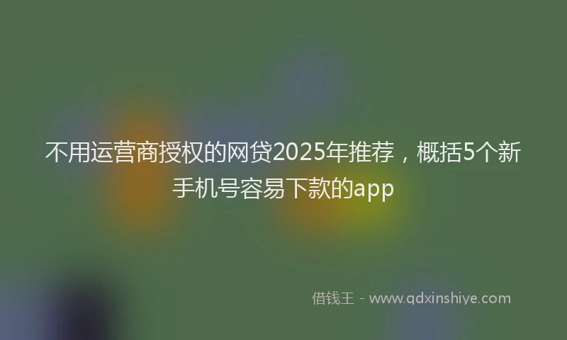 不用运营商授权的网贷2025年推荐，概括5个新手机号容易下款的app