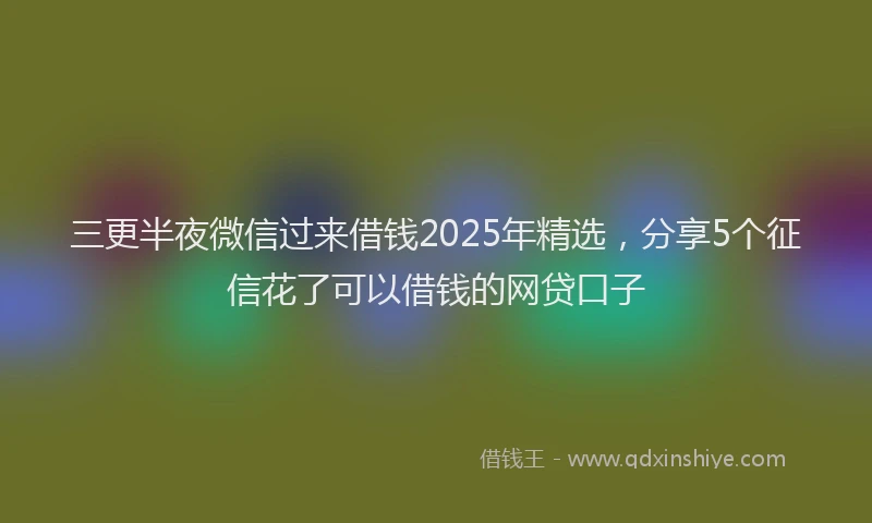 三更半夜微信过来借钱2025年精选，分享5个征信花了可以借钱的网贷口子