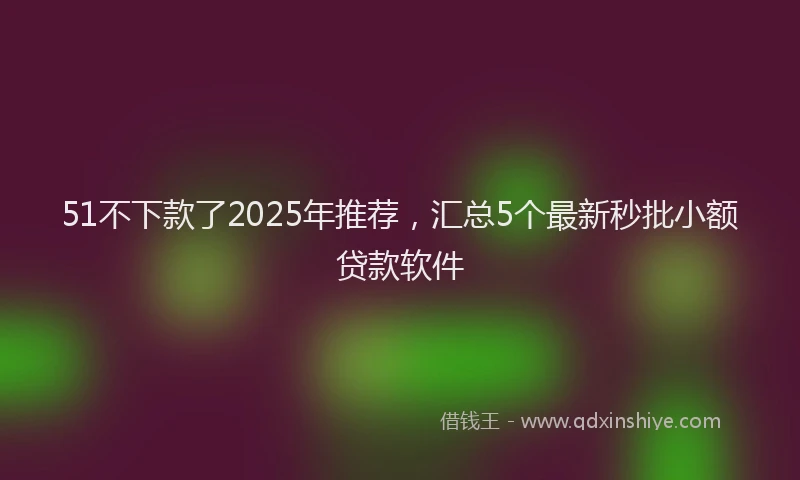 51不下款了2025年推荐，汇总5个最新秒批小额贷款软件