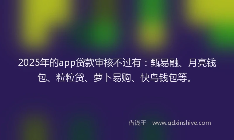 2025年的app贷款审核不过有：甄易融、月亮钱包、粒粒贷、萝卜易购、快鸟钱包等。
