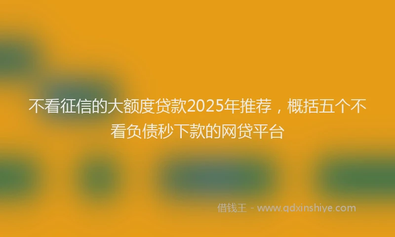 不看征信的大额度贷款2025年推荐，概括五个不看负债秒下款的网贷平台