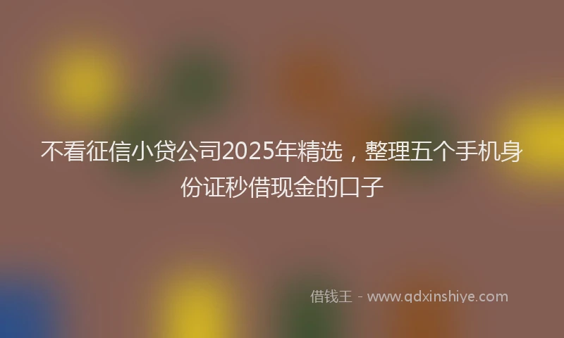 不看征信小贷公司2025年精选，整理五个手机身份证秒借现金的口子