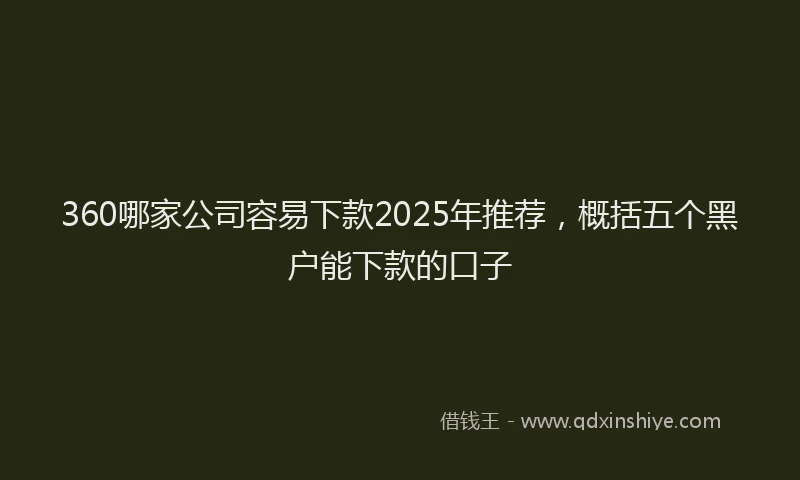 360哪家公司容易下款2025年推荐，概括五个黑户能下款的口子
