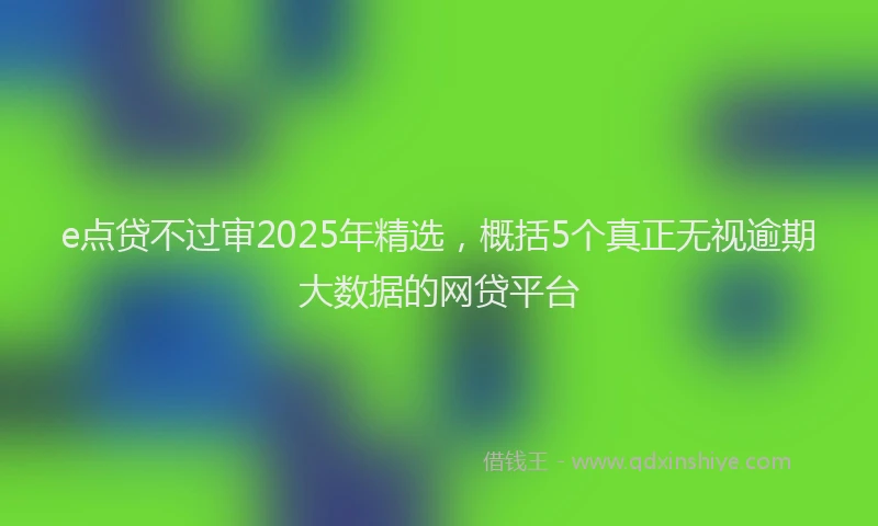 e点贷不过审2025年精选，概括5个真正无视逾期大数据的网贷平台