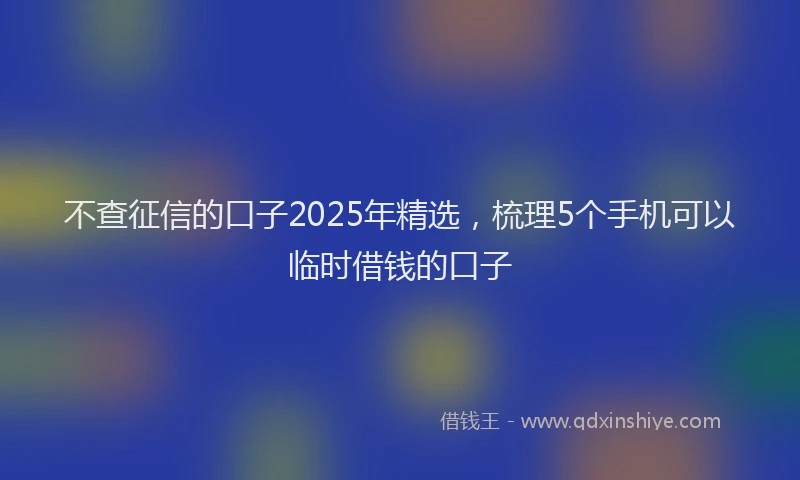 不查征信的口子2025年精选，梳理5个手机可以临时借钱的口子