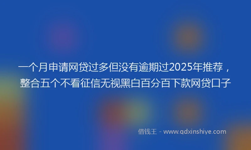 一个月申请网贷过多但没有逾期过2025年推荐，整合五个不看征信无视黑白百分百下款网贷口子