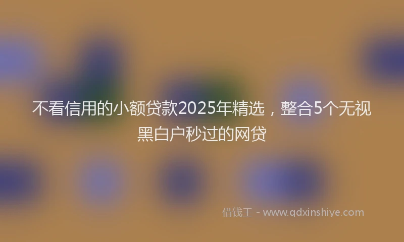 不看信用的小额贷款2025年精选，整合5个无视黑白户秒过的网贷