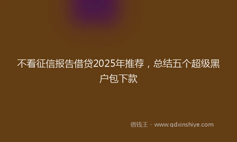 不看征信报告借贷2025年推荐，总结五个超级黑户包下款