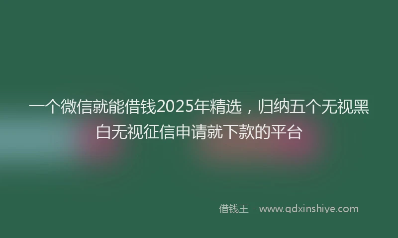 一个微信就能借钱2025年精选，归纳五个无视黑白无视征信申请就下款的平台