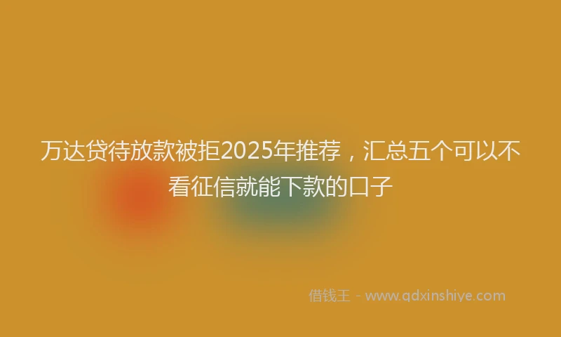 万达贷待放款被拒2025年推荐，汇总五个可以不看征信就能下款的口子