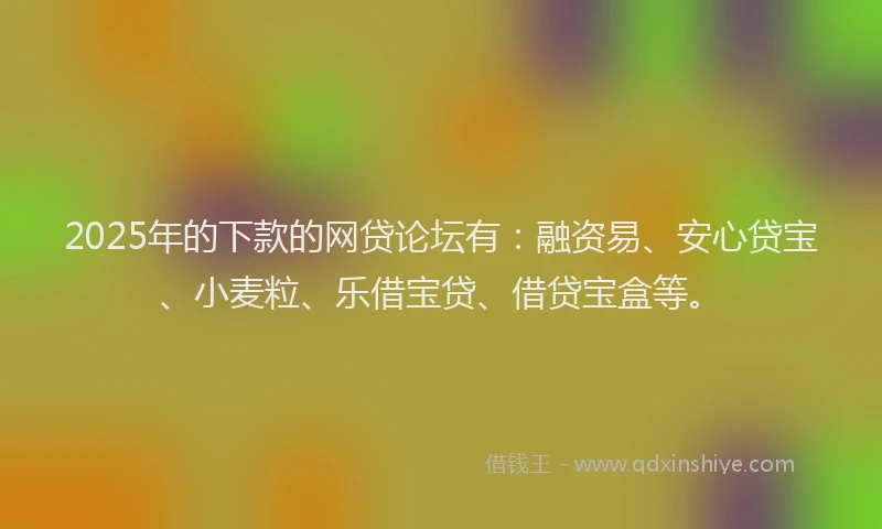 2025年的下款的网贷论坛有：融资易、安心贷宝、小麦粒、乐借宝贷、借贷宝盒等。