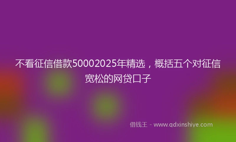不看征信借款50002025年精选，概括五个对征信宽松的网贷口子
