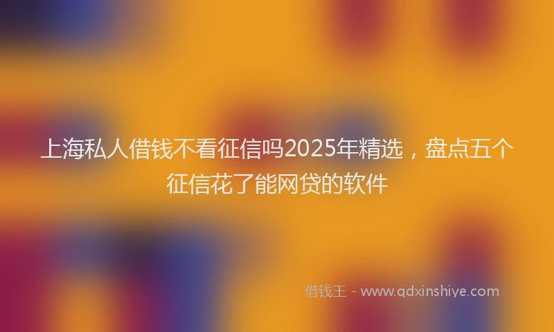 上海私人借钱不看征信吗2025年精选，盘点五个征信花了能网贷的软件