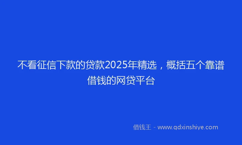 不看征信下款的贷款2025年精选，概括五个靠谱借钱的网贷平台