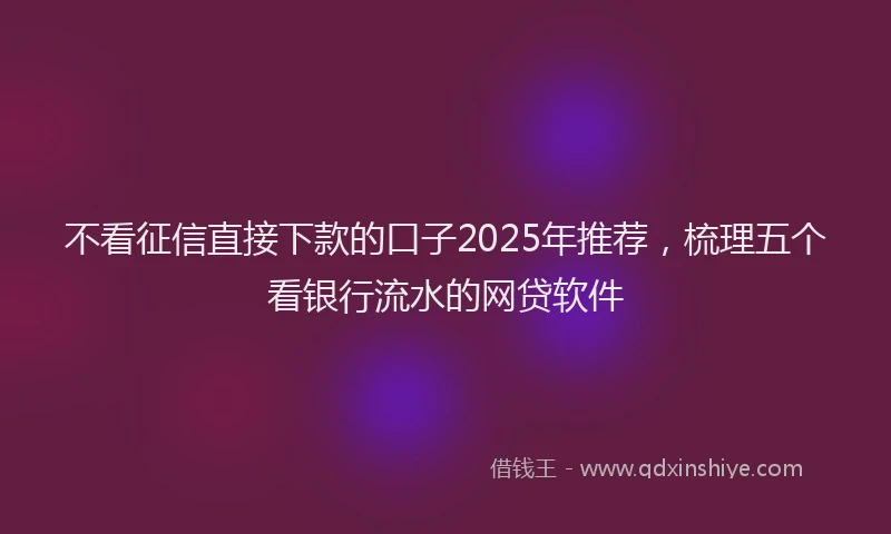 不看征信直接下款的口子2025年推荐，梳理五个看银行流水的网贷软件