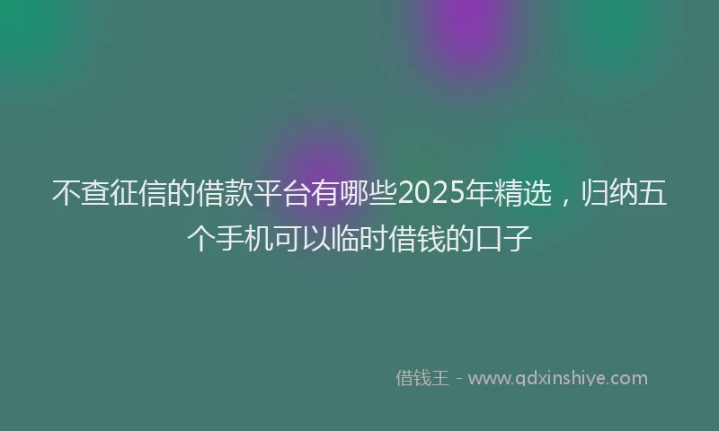 不查征信的借款平台有哪些2025年精选，归纳五个手机可以临时借钱的口子