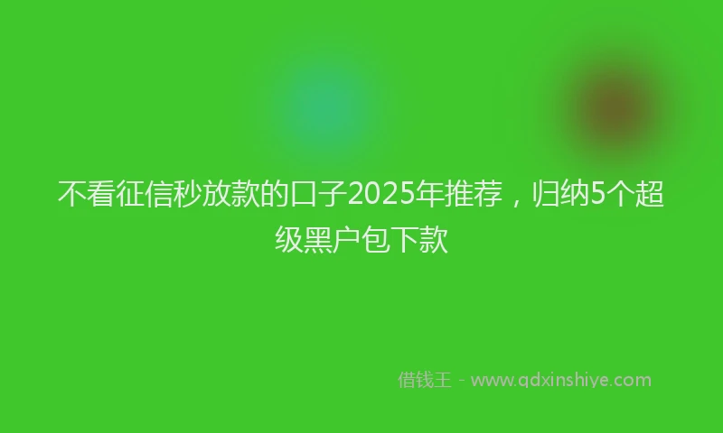 不看征信秒放款的口子2025年推荐，归纳5个超级黑户包下款