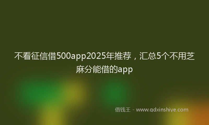 不看征信借500app2025年推荐，汇总5个不用芝麻分能借的app