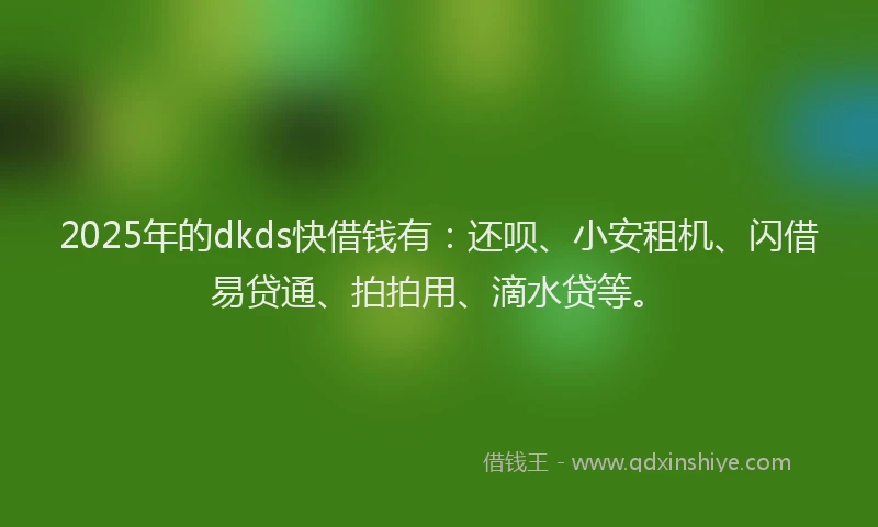 2025年的dkds快借钱有：还呗、小安租机、闪借易贷通、拍拍用、滴水贷等。