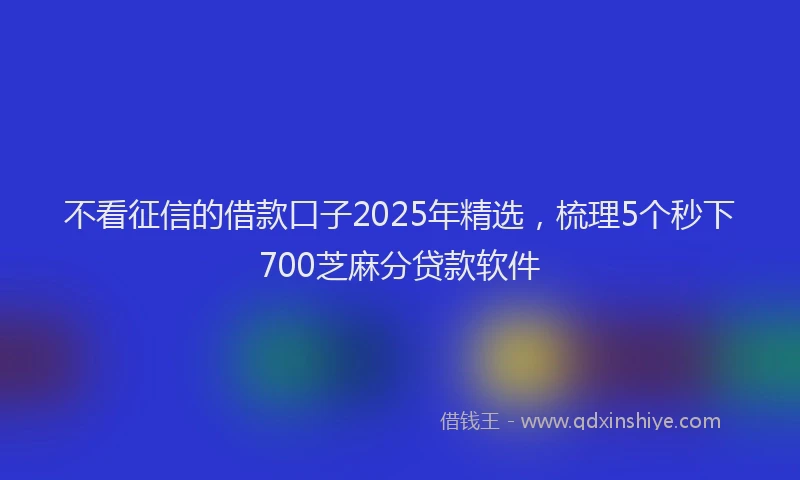 不看征信的借款口子2025年精选，梳理5个秒下700芝麻分贷款软件