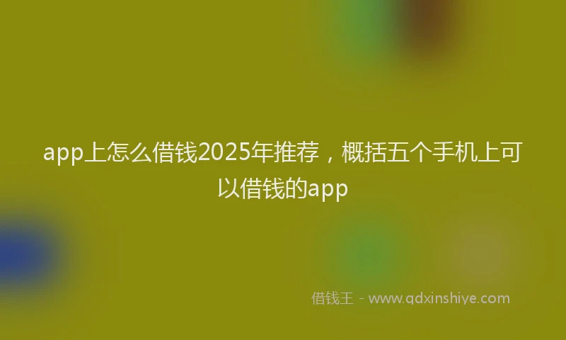 app上怎么借钱2025年推荐，概括五个手机上可以借钱的app