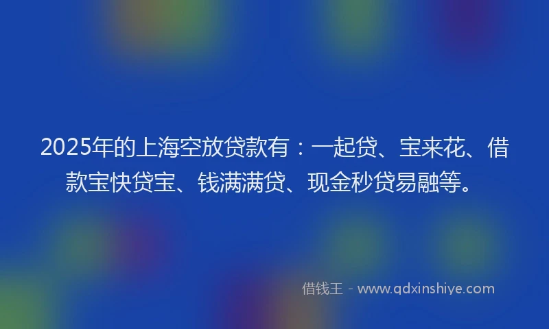 2025年的上海空放贷款有：一起贷、宝来花、借款宝快贷宝、钱满满贷、现金秒贷易融等。