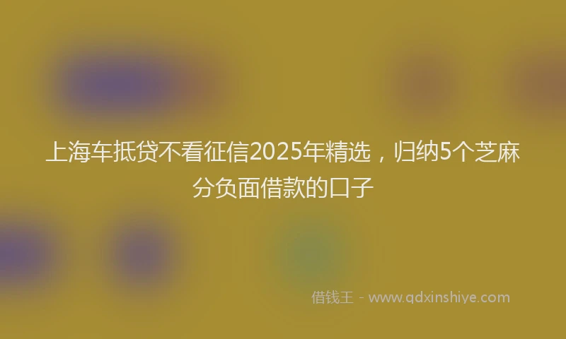 上海车抵贷不看征信2025年精选，归纳5个芝麻分负面借款的口子