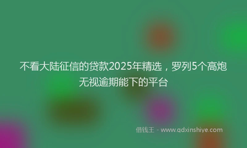 不看大陆征信的贷款2025年精选，罗列5个高炮无视逾期能下的平台
