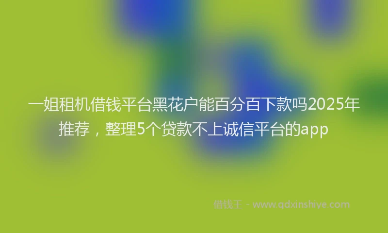 一姐租机借钱平台黑花户能百分百下款吗2025年推荐，整理5个贷款不上诚信平台的app