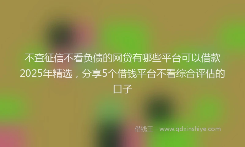 不查征信不看负债的网贷有哪些平台可以借款2025年精选，分享5个借钱平台不看综合评估的口子