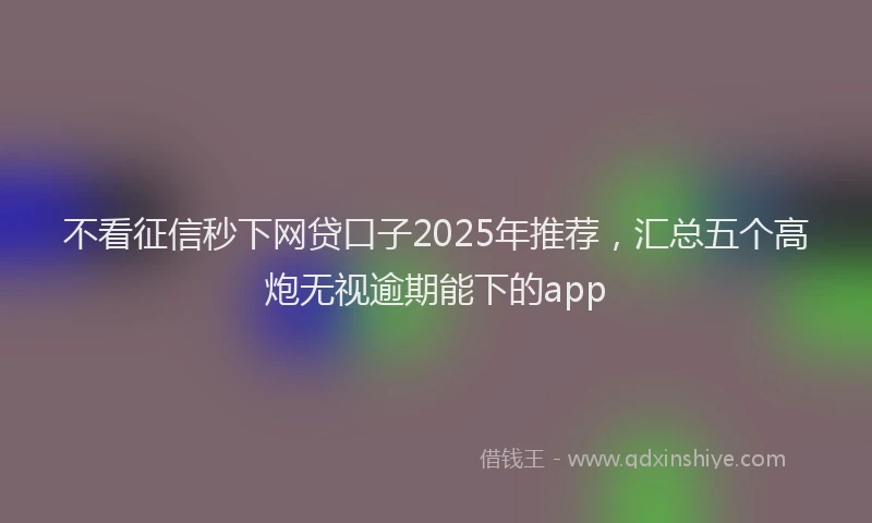 不看征信秒下网贷口子2025年推荐，汇总五个高炮无视逾期能下的app