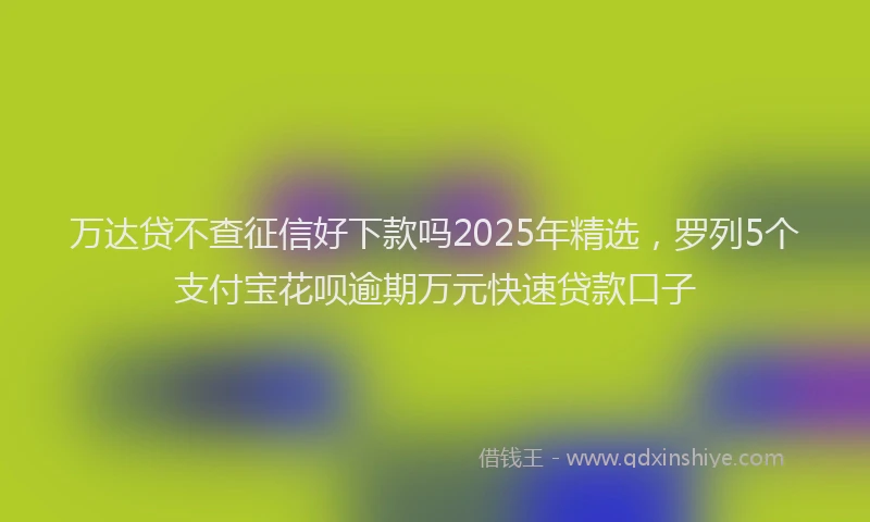 万达贷不查征信好下款吗2025年精选，罗列5个支付宝花呗逾期万元快速贷款口子