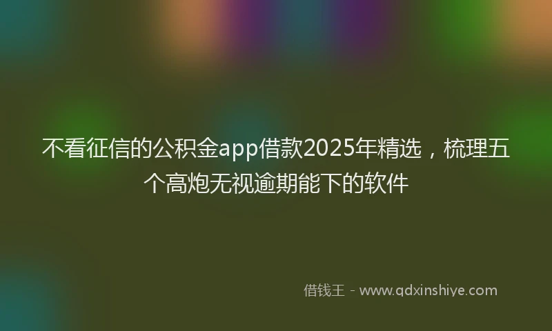 不看征信的公积金app借款2025年精选，梳理五个高炮无视逾期能下的软件