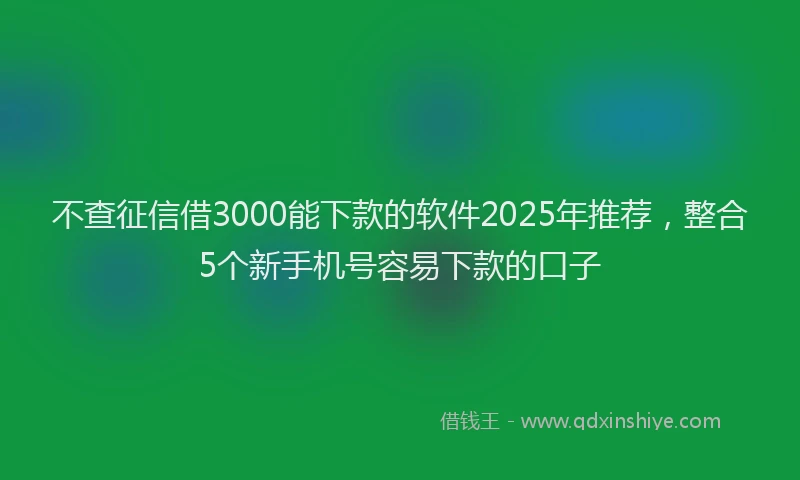不查征信借3000能下款的软件2025年推荐，整合5个新手机号容易下款的口子