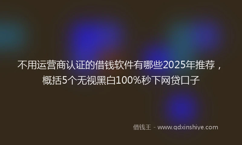 不用运营商认证的借钱软件有哪些2025年推荐，概括5个无视黑白100%秒下网贷口子