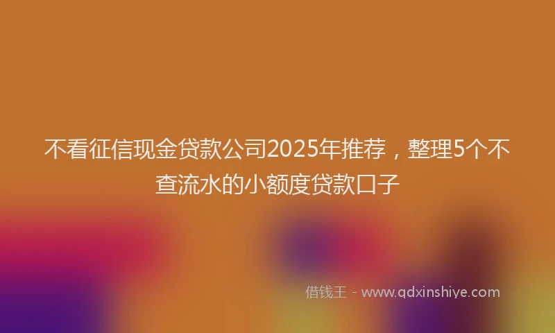 不看征信现金贷款公司2025年推荐，整理5个不查流水的小额度贷款口子