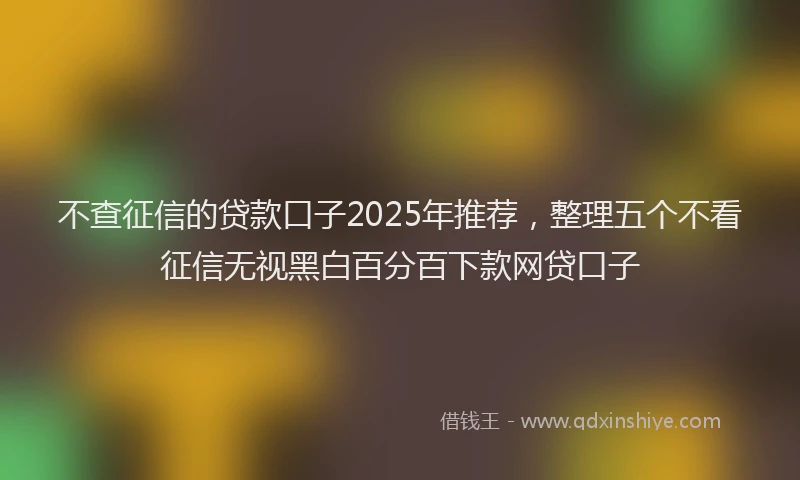 不查征信的贷款口子2025年推荐，整理五个不看征信无视黑白百分百下款网贷口子