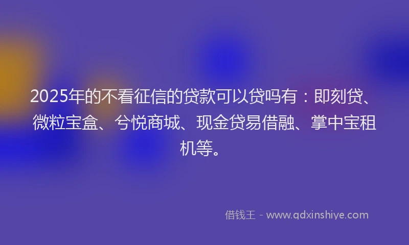 2025年的不看征信的贷款可以贷吗有：即刻贷、微粒宝盒、兮悦商城、现金贷易借融、掌中宝租机等。