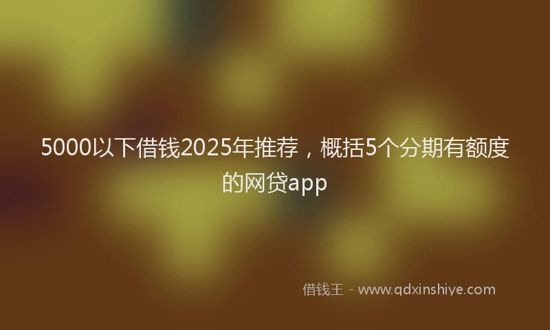 5000以下借钱2025年推荐，概括5个分期有额度的网贷app