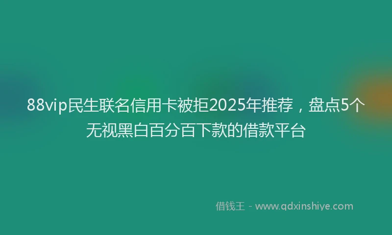 88vip民生联名信用卡被拒2025年推荐，盘点5个无视黑白百分百下款的借款平台