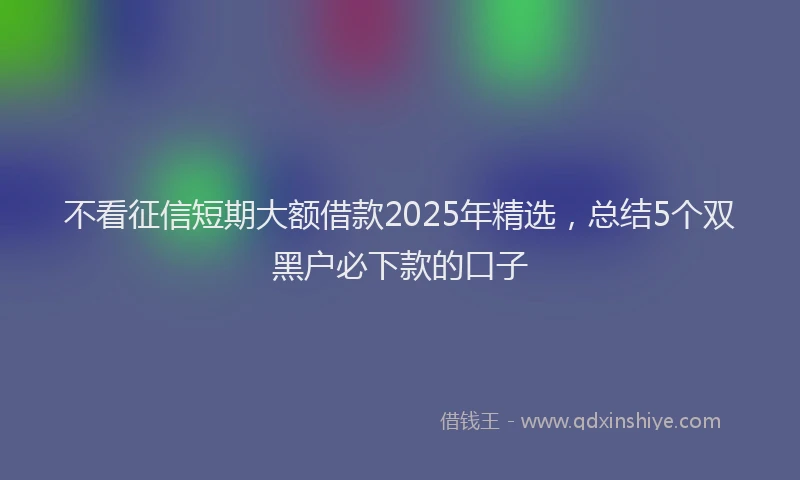 不看征信短期大额借款2025年精选，总结5个双黑户必下款的口子