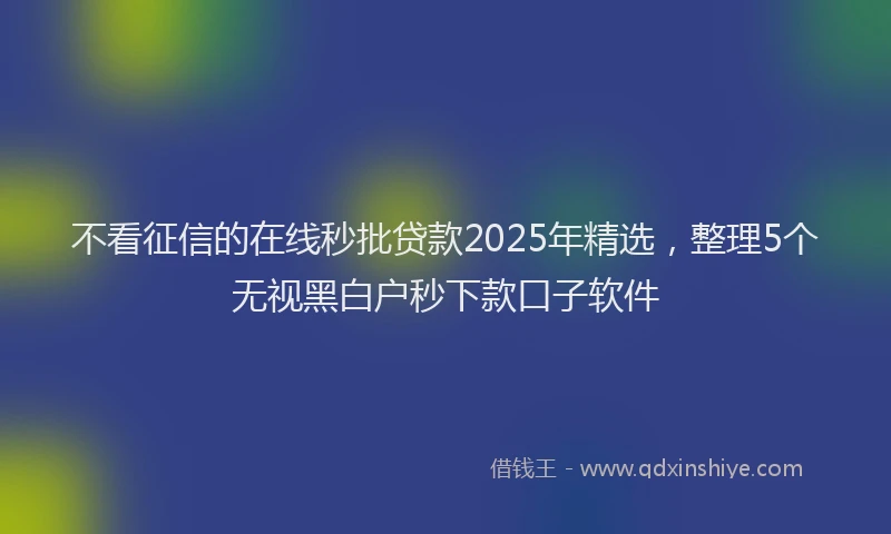 不看征信的在线秒批贷款2025年精选，整理5个无视黑白户秒下款口子软件