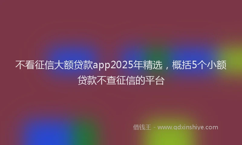 不看征信大额贷款app2025年精选，概括5个小额贷款不查征信的平台